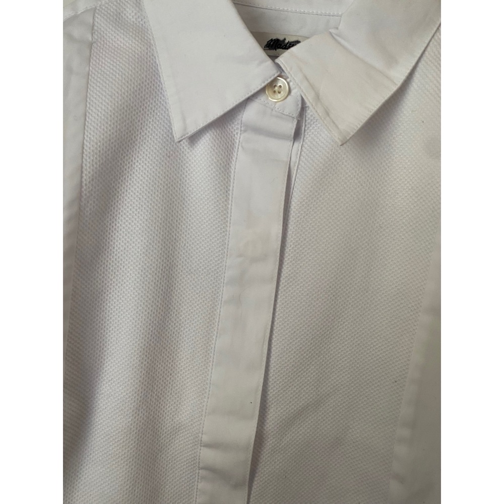 Madewell Straight-Hem Tuxedo Shirt Women XXS White Pique Bib Cotton Poplin Boxy - Picture 3 of 8